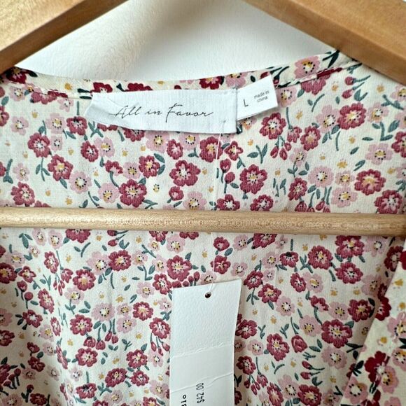 Nordstrom All In Favor Floral Ruffle Tie Front Top Blouse Women’s Size Large NWT - Picture 4 of 5